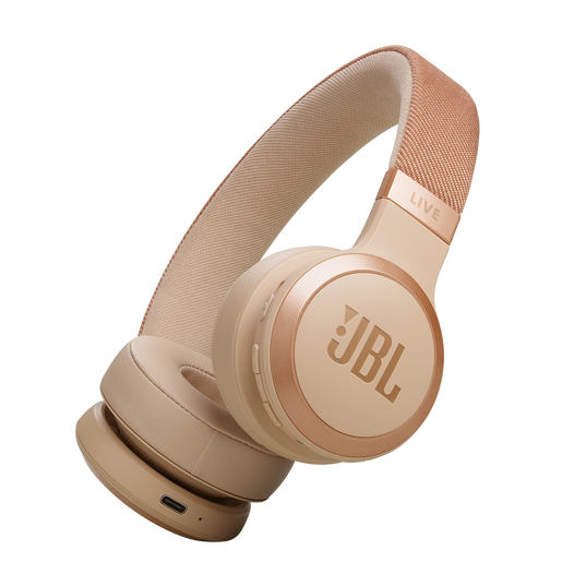 JBL Live 670NC - Sandstone - Wireless On-Ear Headphones with True Adaptive Noise Cancelling - Hero